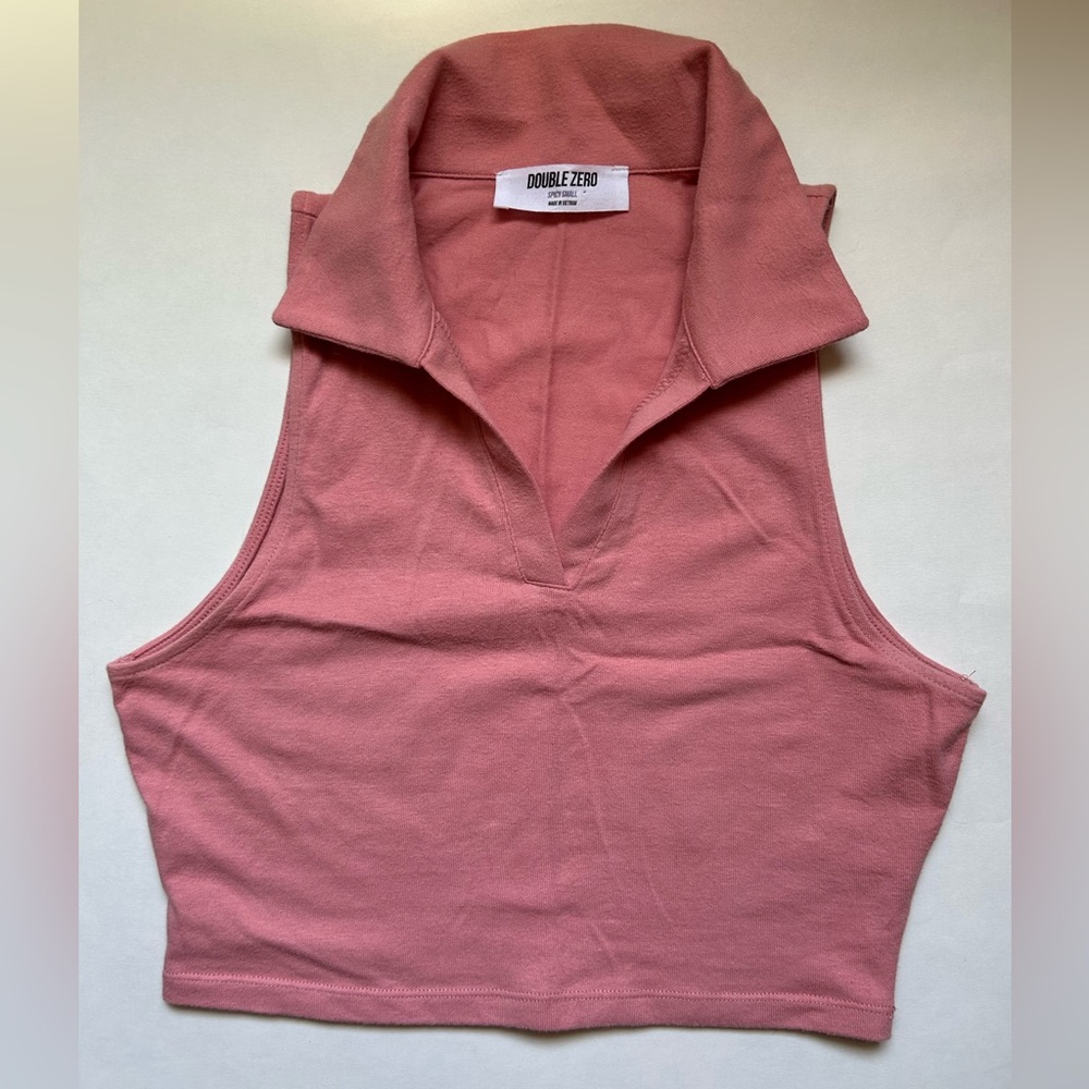 Pink collared tank top